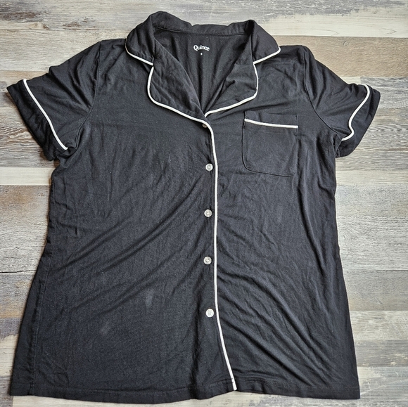Quince Other - Quince Bamboo Jersey Maternity & Nursing Short Sleeve Pajama Top Black Small